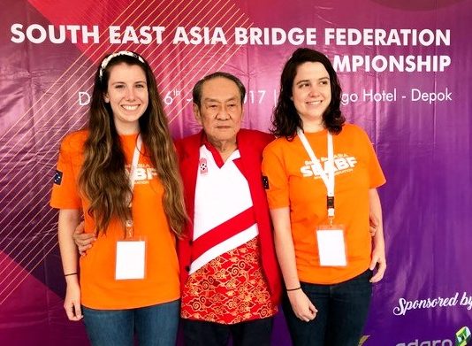 Australia – Indonesia Youth Test Match Francesca McGrath and Renee Cooper with President of SEABF.