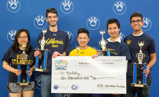 USA: Collegiate Bridge Bowl 2020 The Collegiate Bridge Bowl champions from the University of California at Berkeley: Stella Wan, Kevin Rosenberg, Jess Chao, Foster Tom and Armin Askari