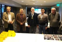 Micro Bridge wins World Computer Championship Hans Leber (Q-Plus Bridge), Yu Peng (Synrey Bridge), Gérard Joyez, accepting the gold medal for Micro Bridge, Zhihui Shi (Synrey Bridge) and Yves Costel (Wbridge5).