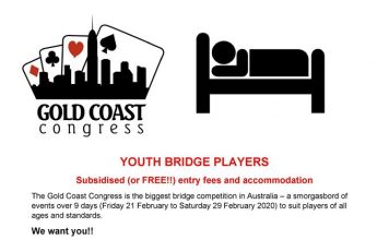 Gold Coast 2020: Youth Bridge Players Subsidised (or FREE!!)