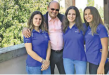 The engineer Andrea Dalpozzo and his three bridge champion daughters