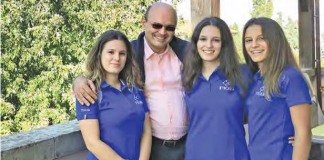 The engineer Andrea Dalpozzo and his three bridge champion daughters