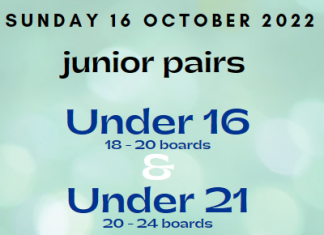Junior Pairs Tournament – Sunday 16 October