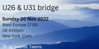 RealBridge – U26 & 31 Bridge – Sunday 20 Nov