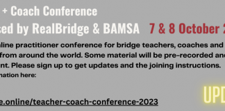 BAMSA + RealBridge teacher/coach conference 7 and 8 October, 2023